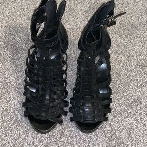 Black caged high heels